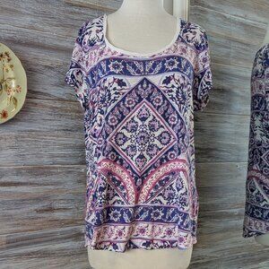 Lucky Brand Short Sleeve Tee Top Large Purple
